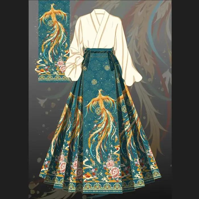 Hanfu Phoenix-Jupe Visage de Cheval pour Femme