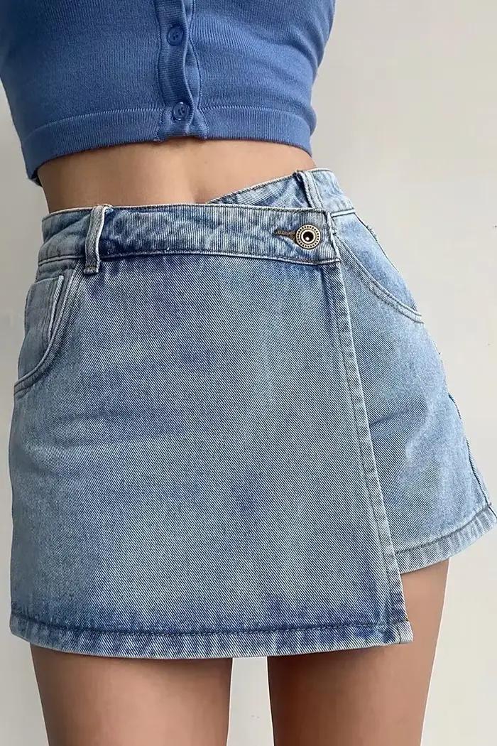 Jupe en jean taille haute amincissante pour femme