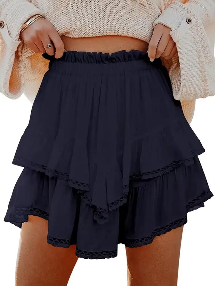 Mini jupe multicouche à volants pour femme