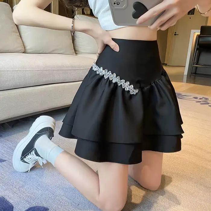 Mini jupe plissée taille haute pour filles