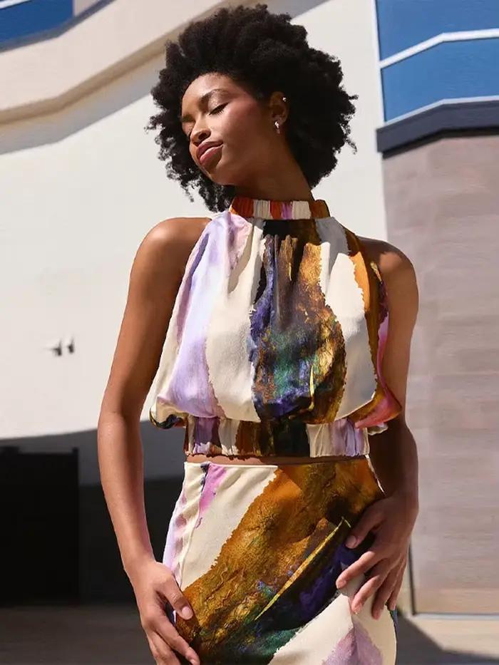 Ensemble jupe imprimée à la mode pour femmes