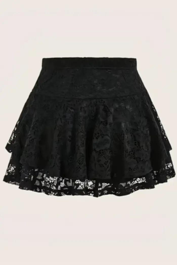 Jupe mi-longue en dentelle pour femme
