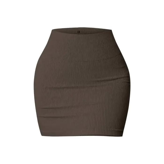 Jupe courte moulante côtelée sans couture taille haute pour femme