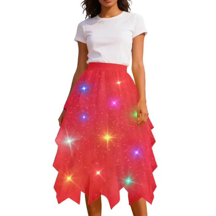 Jupe en tulle scintillante à LED pour femme