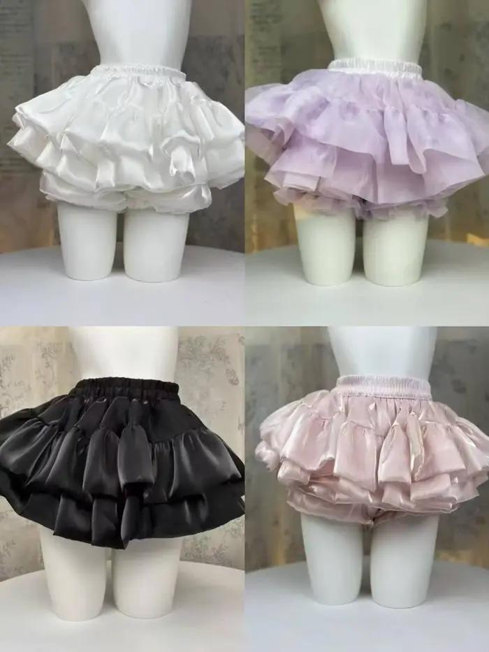 Kawaii – jupe de soirée Lolita pour femmes, jupe d'été à volants superposés, taille haute, mignonne, Balletcore, princesse douce, short Y2k