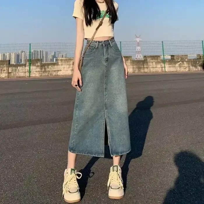 Nouvelle jupe mi-longue rétro style cowboy 2026 pour femme