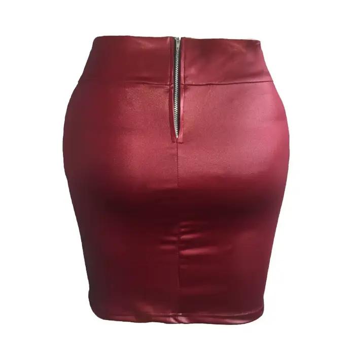 Jupe en similicuir taille haute mini coupe couverte polyester décontracté été pour femmes occasions spéciales style streetwear