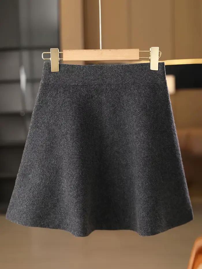 Femmes 100% laine mérinos jupes Mini a-ligne taille élastique