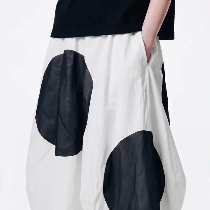 Imakokoni – jupe mi-longue originale en maille japonaise à grands pois irréguliers, jupe midi blanche décontractée pour femmes, 265477