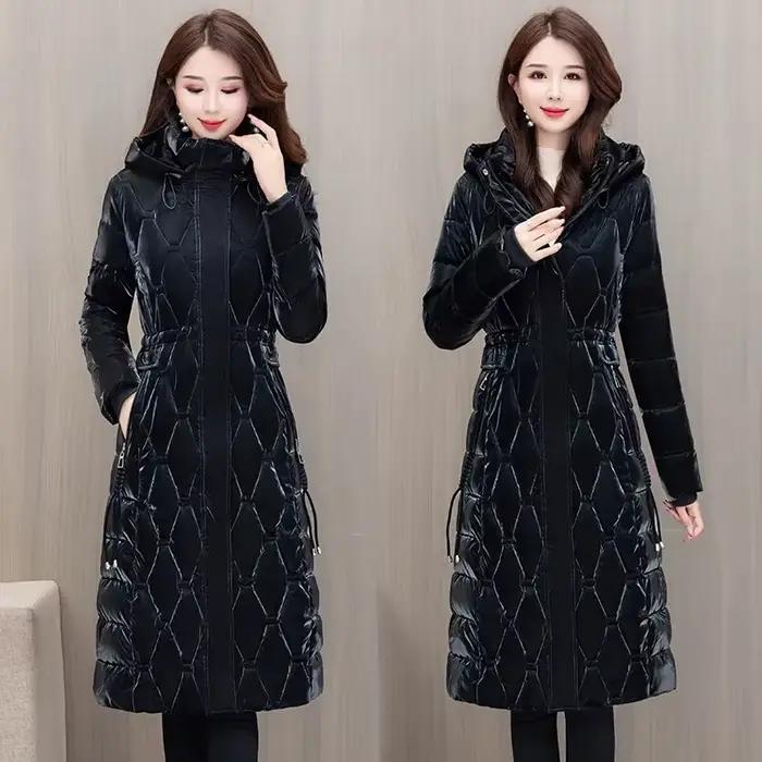 Manteau d'hiver pour femme, mode coréenne, grande taille, capuche, coupe-vent, chaud, parkas longues, veste en coton de luxe, manteau Y2K