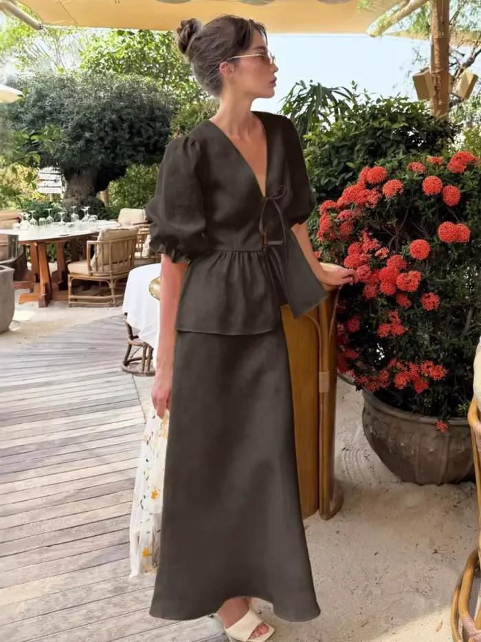 Ensemble jupe femme taille haute