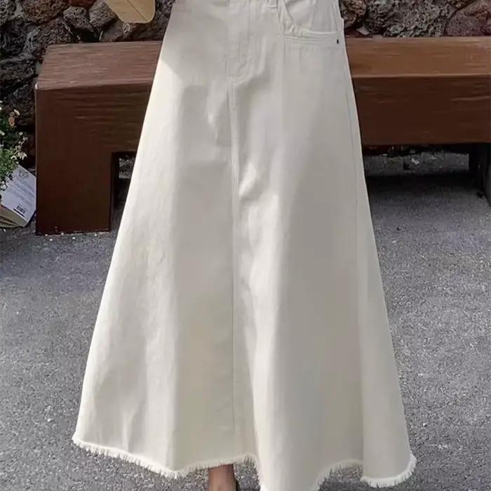 Jupe en jean blanche taille haute