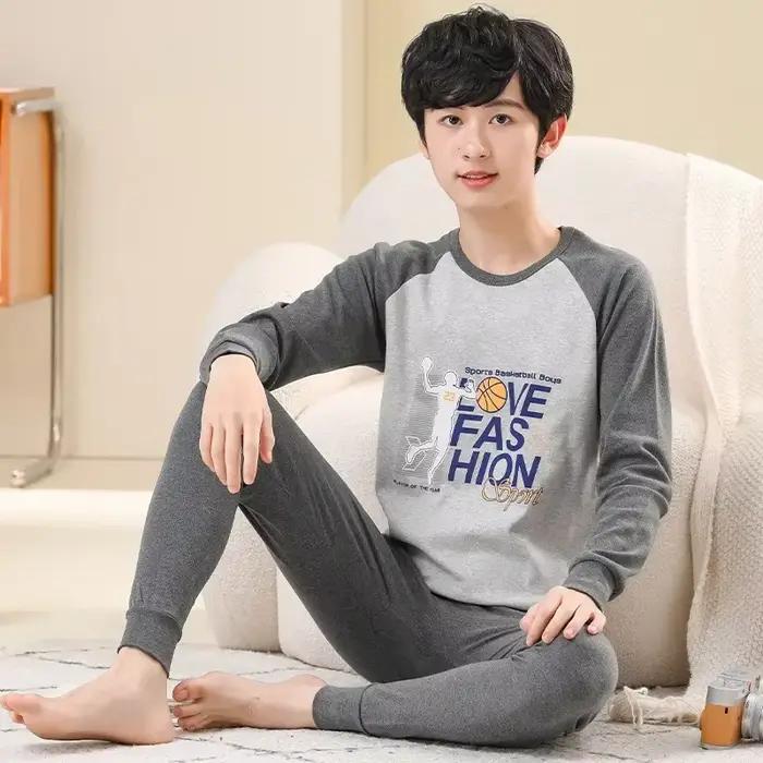 Pyjamas pour adolescents manches longues 100% coton Pyjamas grands enfants vêtements ensembles enfants vêtements de nuit pour garçons Pyjamas pour filles 10 12 14 16 ans