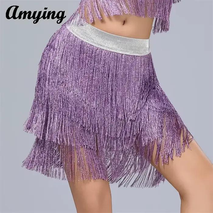 Jupe à franges de danse latine, vêtements d'entraînement de danse, Costume de spectacle sur scène de Festival, jupe demi-corps pour femmes, robe à franges