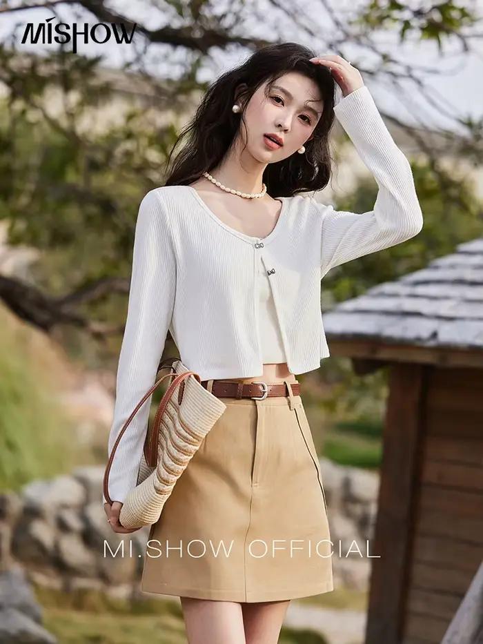 Jupe courte taille haute pour femme