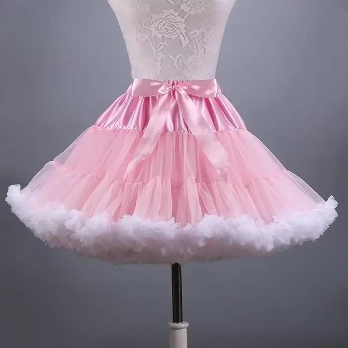 Nouveau Adulte courte Tulle Pettiskirt coloré Tutu Jupe Crinoline Jupon Saia pour les femmes
