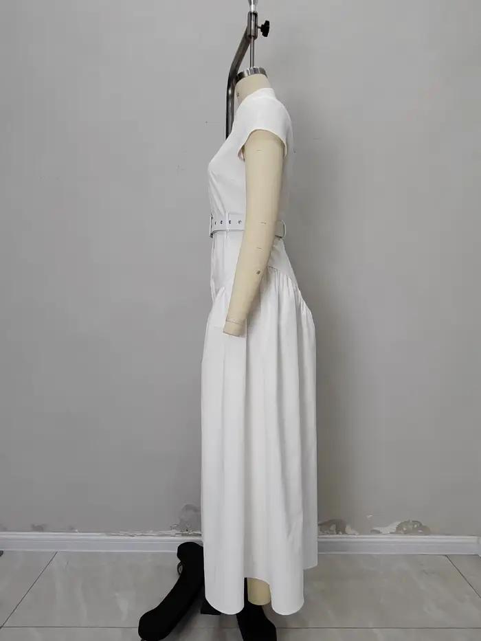 Robe longue à col français pour femme