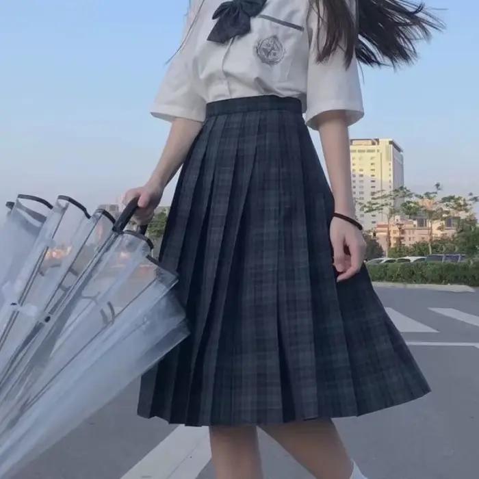 Jupes plissées femmes Style Preppy japonais Plaid Faldas Kawaii écolières Chic printemps automne taille haute tout-match mode jeunesse