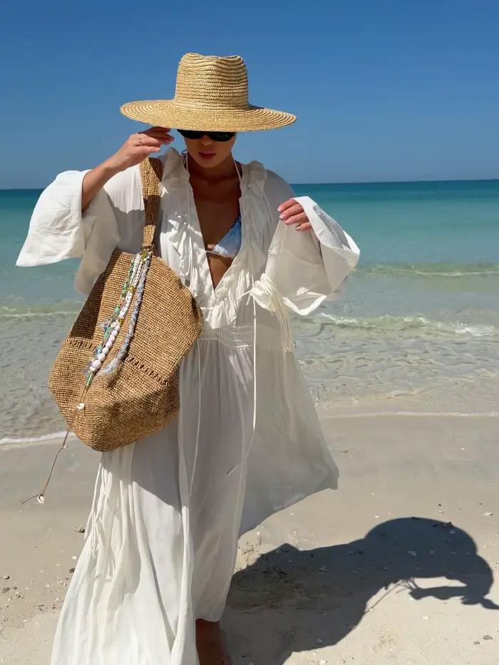 Robe de plage blanche pour femme