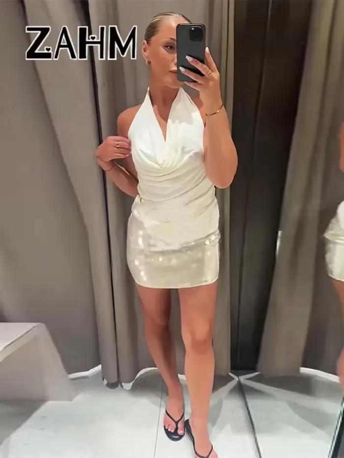 Jupe Mini Sexy à Paillettes Streetwear Chic Mode de Rue Polyester Taille XS S M L' Occasions Estivales Plage Soirées Vacances Femmes