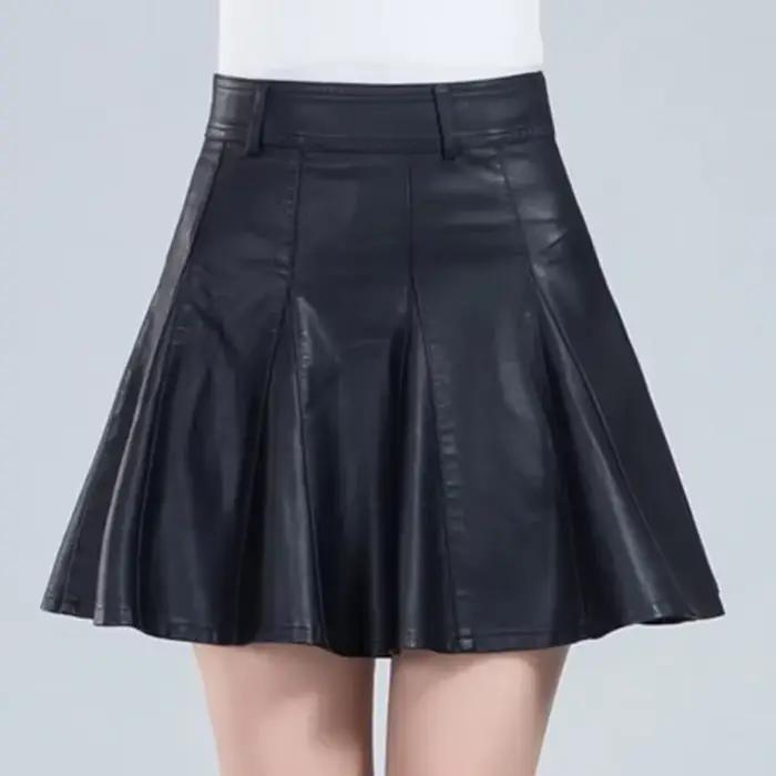 Jupe Mini en cuir véritable pour femme