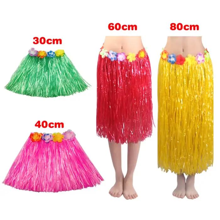 Jupe Hula en Fibres de Plastique pour Femme, Guirxiété de Fleurs Artificielles, Décoration de ixTropicale Hawaïenne d'Été