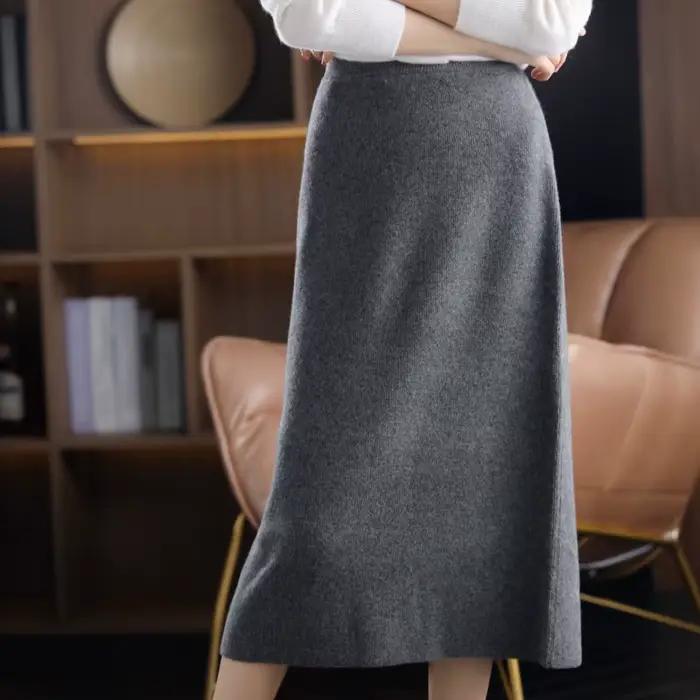 Jupe longue en tricot de laine Pure pour femme