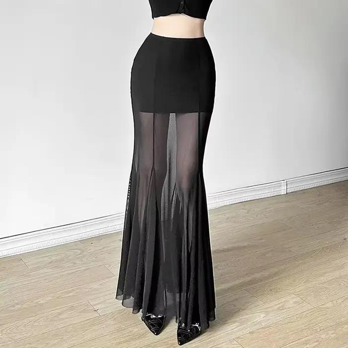 Jupes longues en maille noire pour femmes