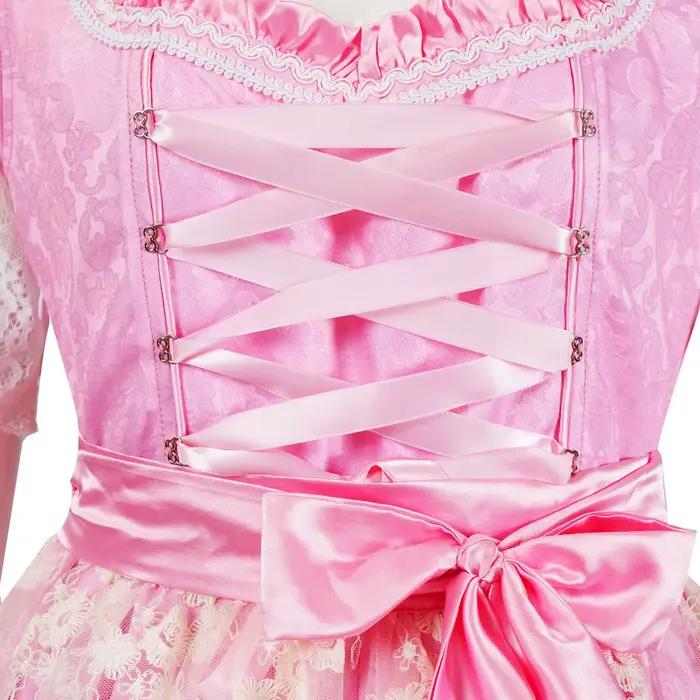 Robe de soirée traditionnelle rouge mi-longue pour femmes, robe Dirndl avec tablier pour l'Oktoberfest