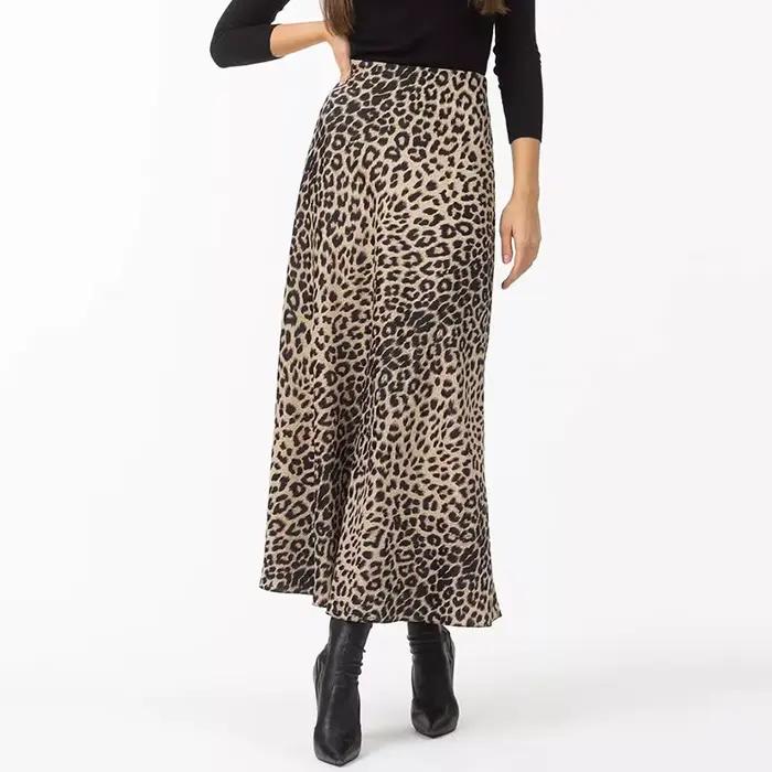 Femmes mode imprimé léopard jupes Vintage tache taille haute jupes mi-longues femmes décontracté Streetwear jupes Sexy femmes robe jupes