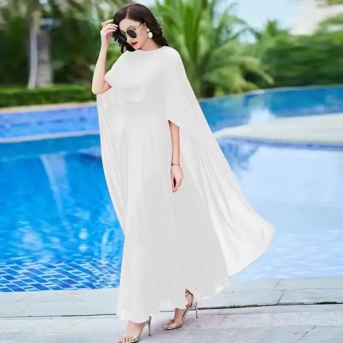 Robe en mousseline de soie blanche à manches longues pour femmes, style vintage, mode décontractée, vêtements élégants et luxueux, printemps, nouvelle collection, 2024