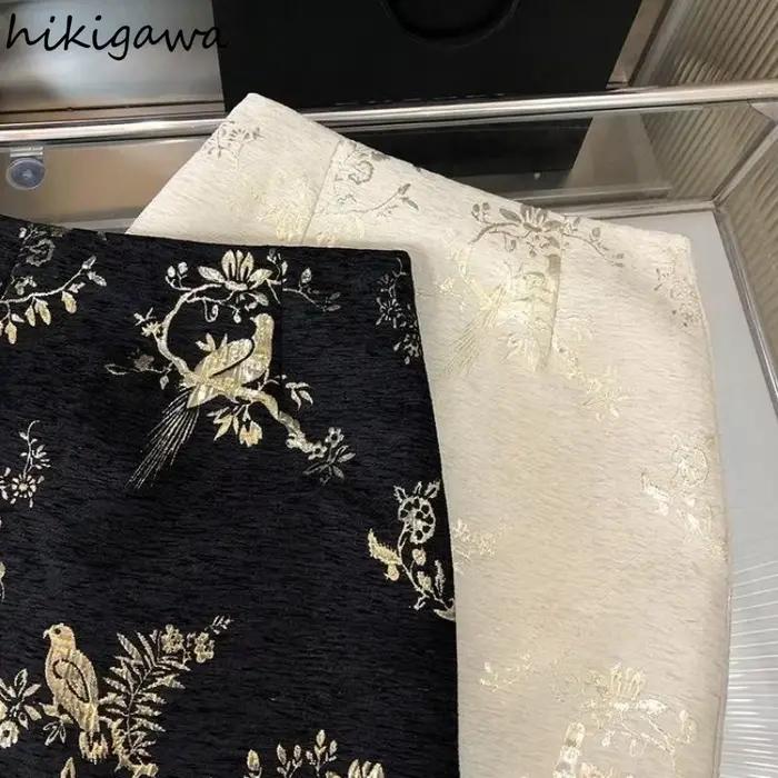 Mini jupes pour femmes 2025 Faldas Mujer De Moda taille haute a-ligne tempérament Jupe coréenne été Saia broderie