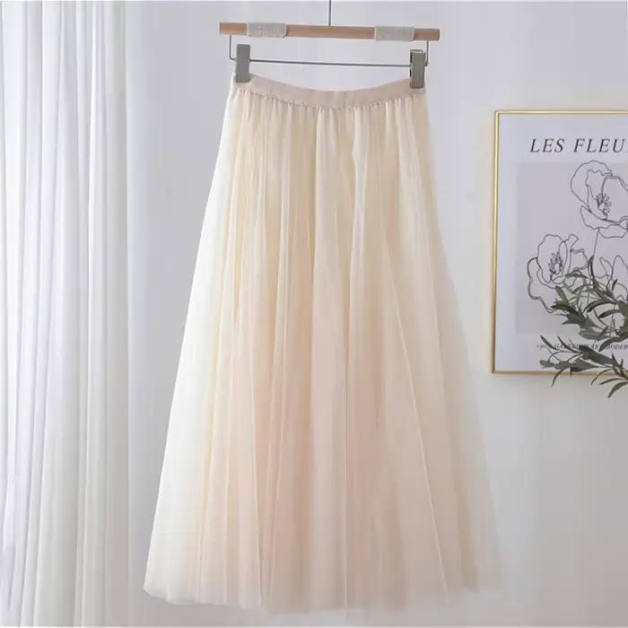 Jupe longue évasée plissée taille haute pour femme