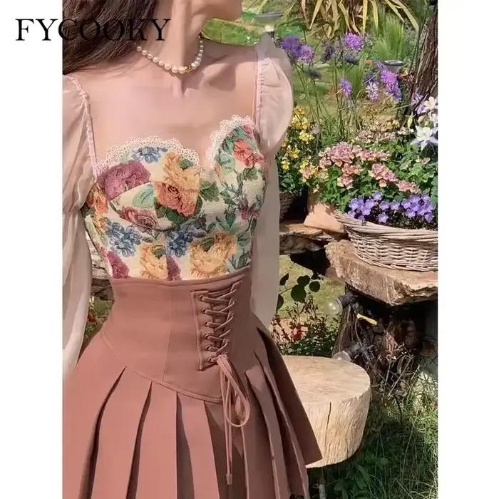 Ensemble de robe à manches bouffantes en dentelle douce pour femmes