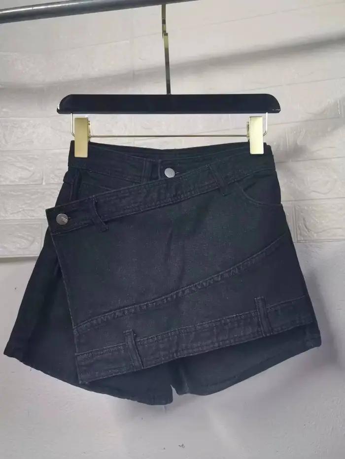 Jupe-short en jean délavé vintage pour femme