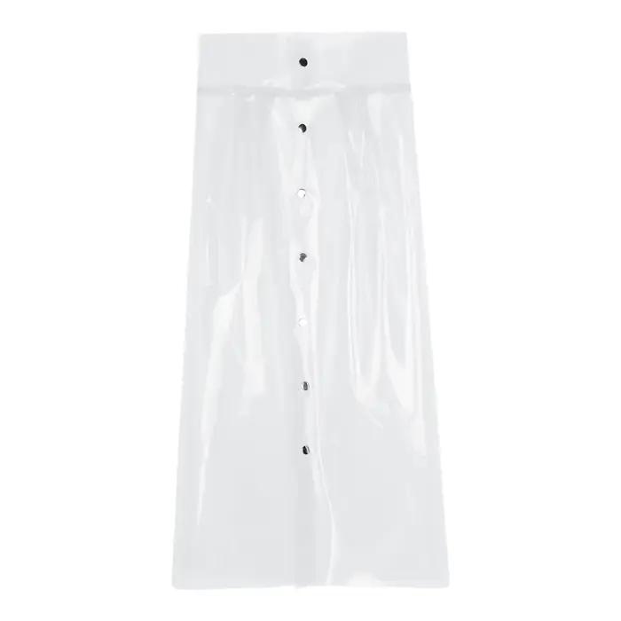 Jupe crayon transparente en PVC pour femme, taille haute, boutonnée, moulante, sexy, mi-longue, pour soirée rave et boîte de nuit