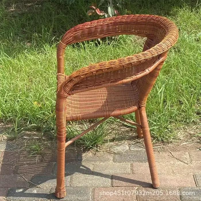 Chaise en rotin confortable, fauteuil d'extérieur, salon, chaises à dossier esthétique, fauteuils décoratifs Vintage, meubles en rotin