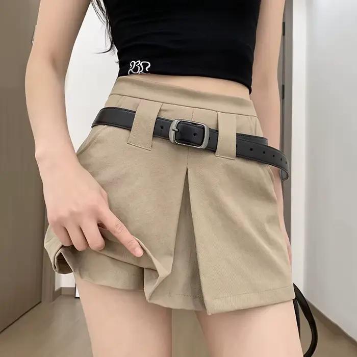 Jupe mini taille haute coupe trapèze pour femme