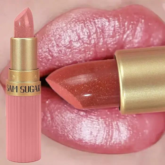 Rouge à lèvres nacré diamant, 6 couleurs, paillettes métalliques brillantes, teinte longue durée, Nude, scintillant, brillant, maquillage
