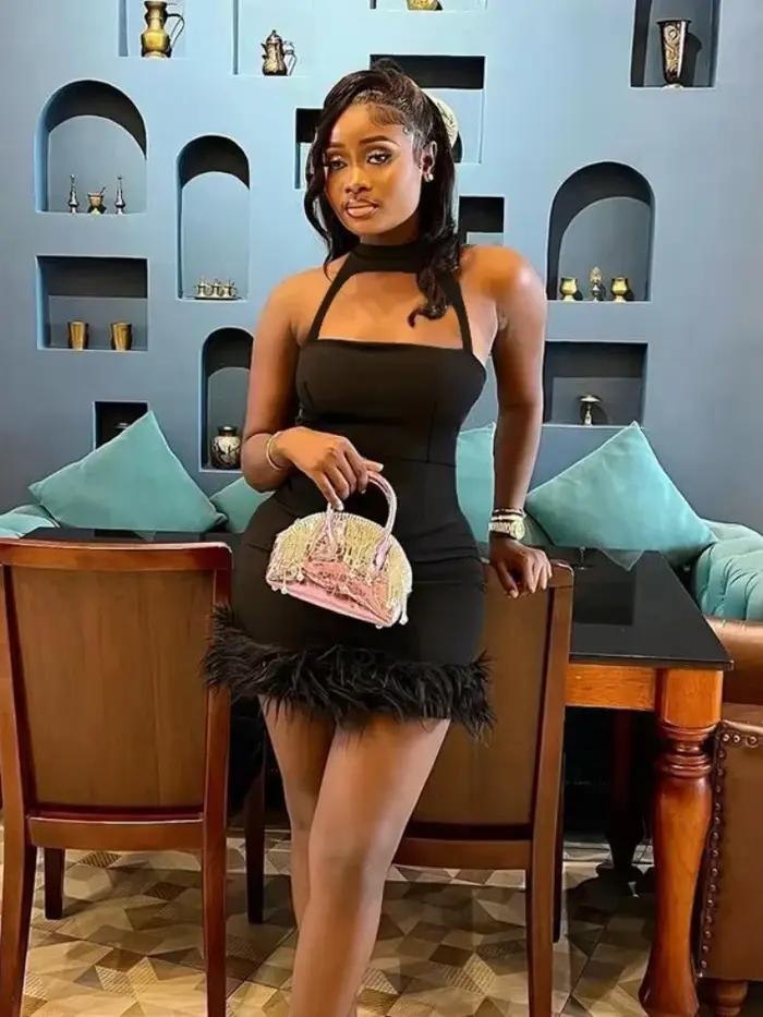 Robe noire moulante pour femmes, Streetwear ajouré, robe De nuit laineuse Sexi, tenues De Club tendance, vêtements Y2k