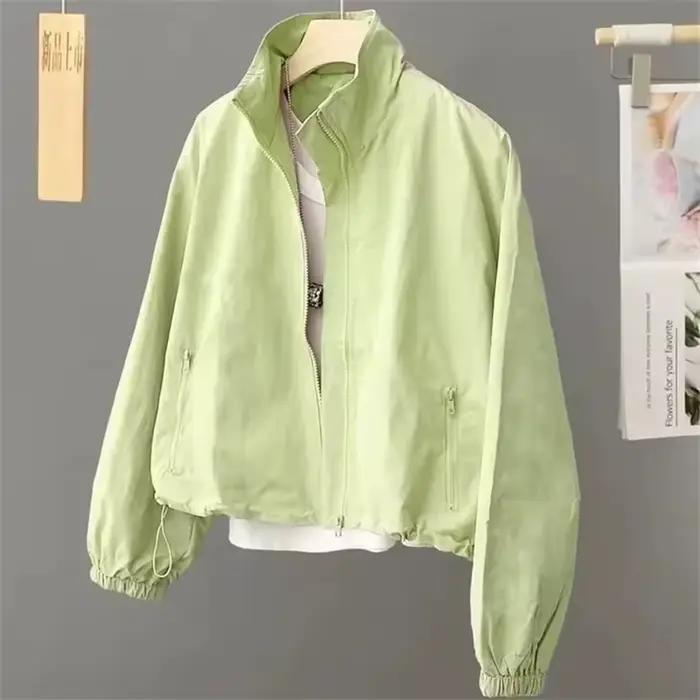 Femmes veste courte printemps automne nouveau décontracté Femme coupe-vent col montant outillage veste basique manteau à glissière hauts Gabardina Mujer
