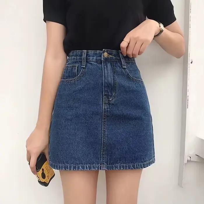 Été Denim jupe courte pour femmes haute Wiast Sexy sac serré jupes de hanche dame coupe ajustée Y2K femme