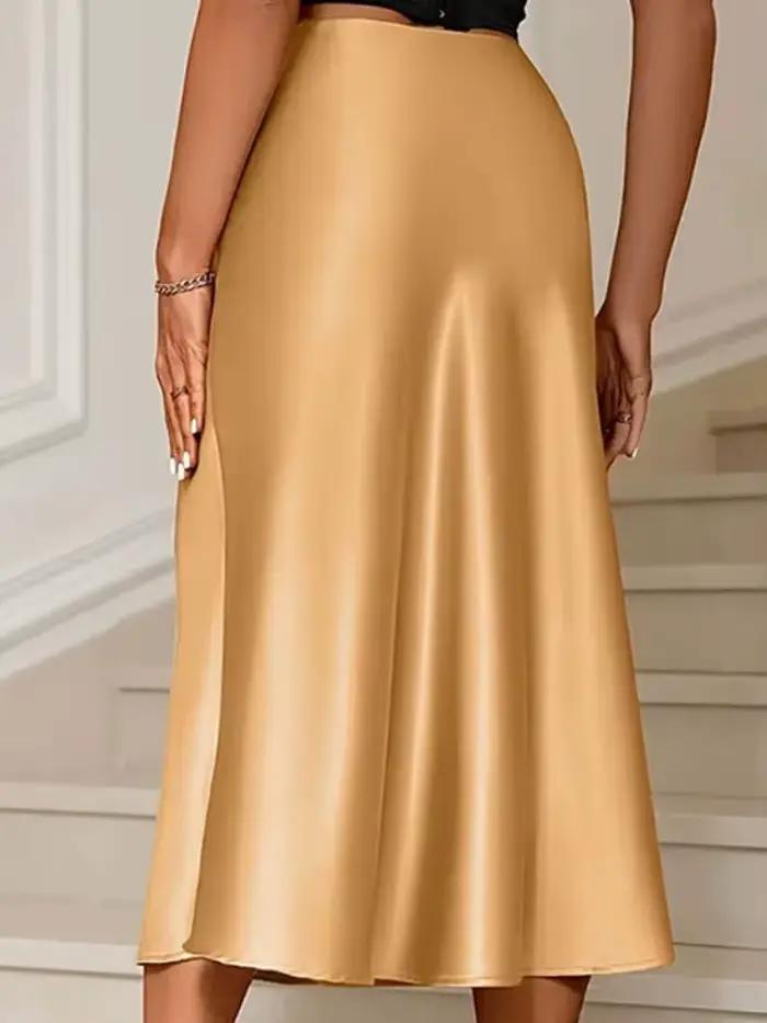 Jupe Taille Haute Élégante Polyester Décontractée Occasionnelle Bureau Carnaval Sirène Mi-Mollet