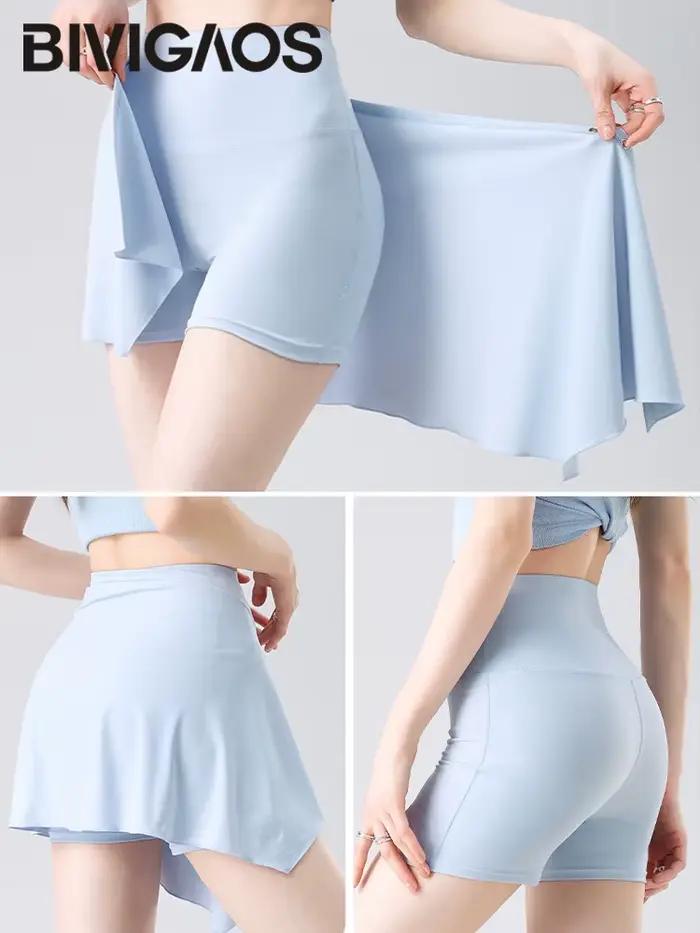 BIVIGAOS été amovible Yoga Mini jupe courte femmes sport Fitness Badminton jupes deux pièces ensemble bout
