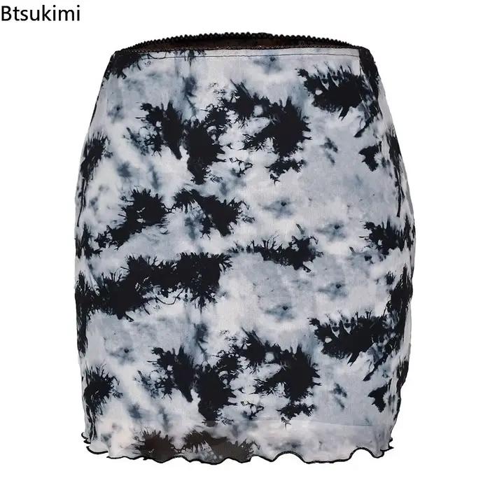 Jupe Courte Femme Imprimé Floral en Maille Double Couche Taille Haute Nouvelle Collection Été 2026 Streetwear Soirée Club Vintage Y2K
