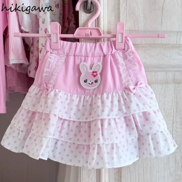 Jupe japonaise été jupes douces pour femmes 2025 Faldas Mujer De Moda lapin broderie mignon Saia Chic à pois Mini