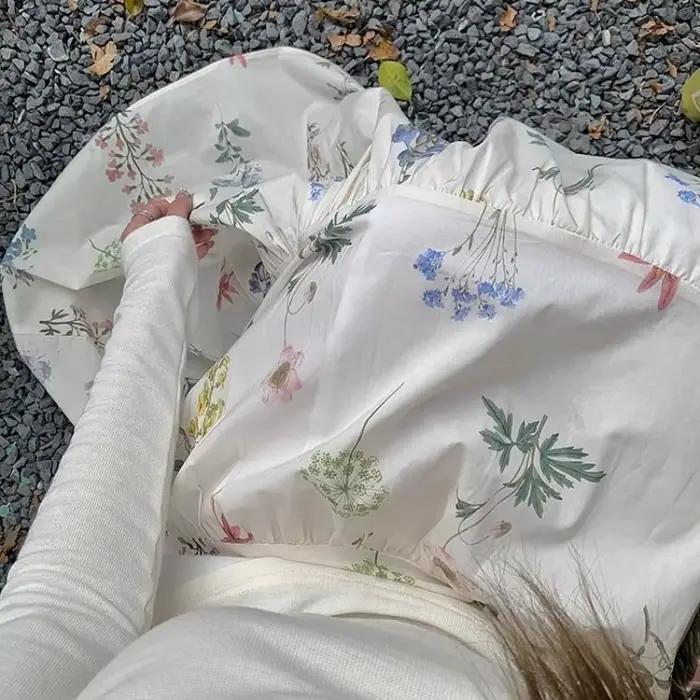 Jupe trapèze florale décontractée pour femmes