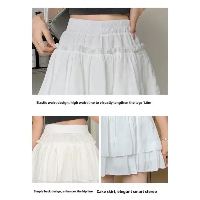 Jupe courte bouffante blanche style ballet pour femme, nouvelle collection été 2026, jupe mi-longue taille haute coupe trapèze ajustée, style 'Sweet Cake'