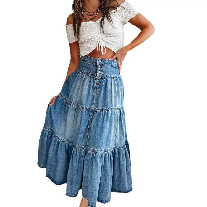 Nouvelle Jupe en jean style bohème pour femme