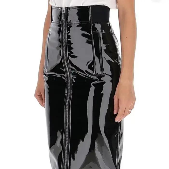 Jupes gothiques en cuir verni brillant pour femmes